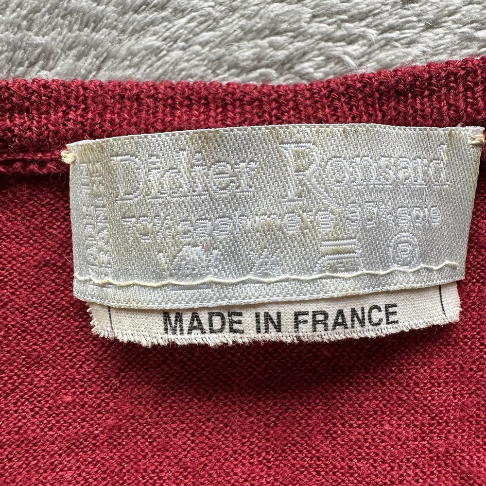 Didier Ronsard Women's Silk Cashmere Sweater L Red Fine Knit Minimalist Classic - Picture 3 of 12